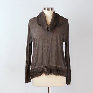 Sacred Threads Tunic Cowl Neck Long Sleeve Blouse Gray - Size Small